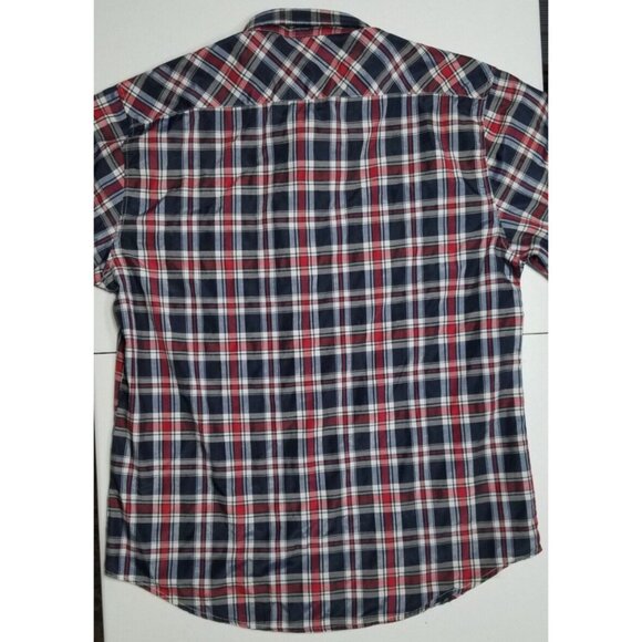 True Rock Short Sleeve Button Up Blue/Red Plaid Casual Shirt Men's Size XL - Picture 12 of 14